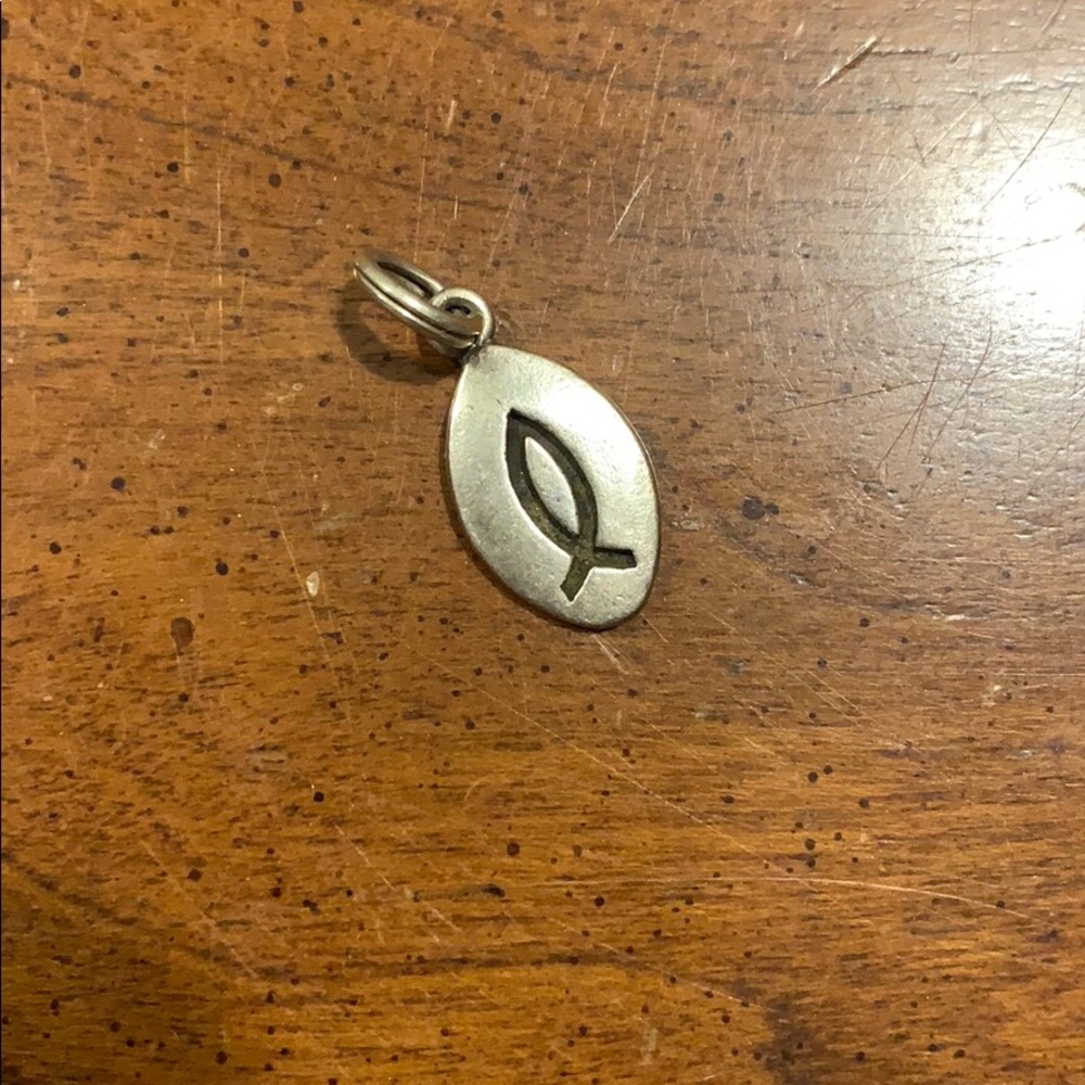 Jesus Fish sterling silver charm with split ring